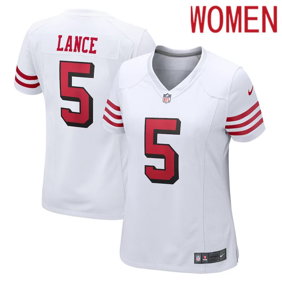 Women San Francisco 49ers #5 Trey Lance Nike White Alternate Game NFL Jersey->women nfl jersey->Women Jersey